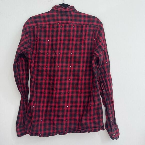 Scotch & Soda Men’s Checked Long Sleeves Button Down Shirt Red Large - Picture 6 of 8